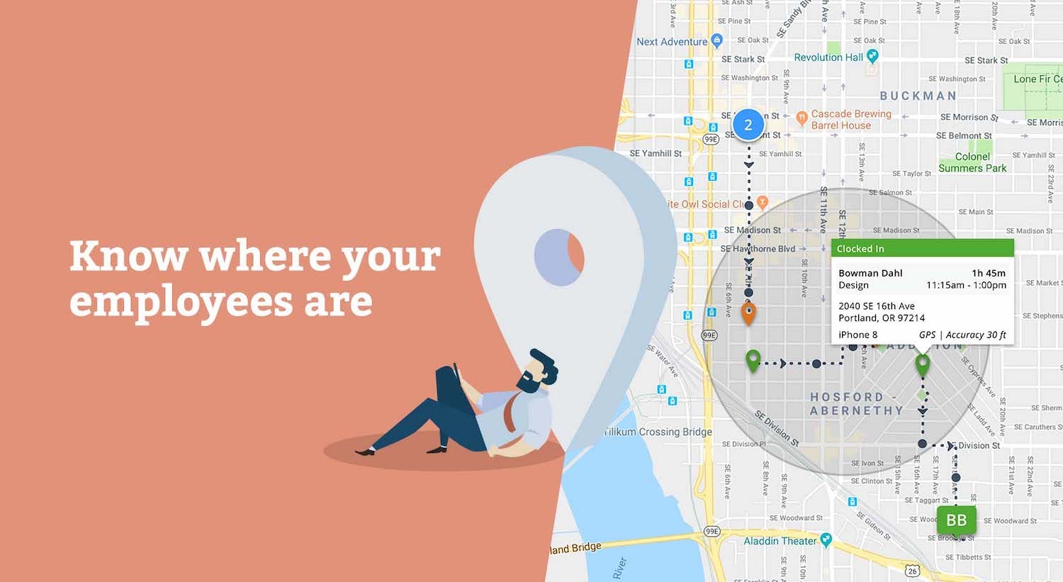 Time Tracker Software - Know where your employees are in real-time with GPS tracking.