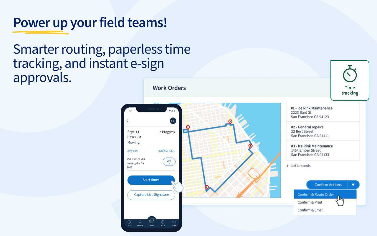 Method:Field Services Software - Plan the best route for jobs and collect e-signature immediately after jobs right on Method:Field Services app.