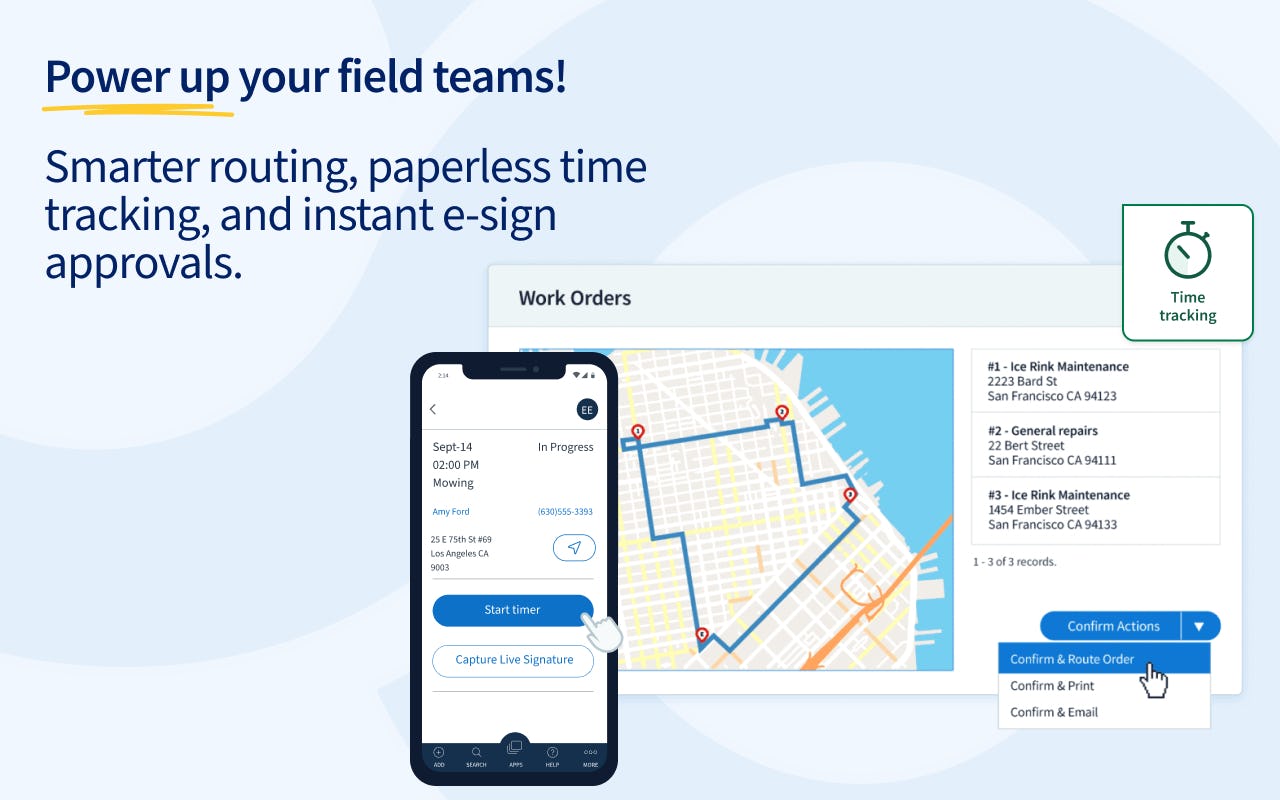 Method:Field Services Software - Plan the best route for jobs and collect e-signature immediately after jobs right on Method:Field Services app.