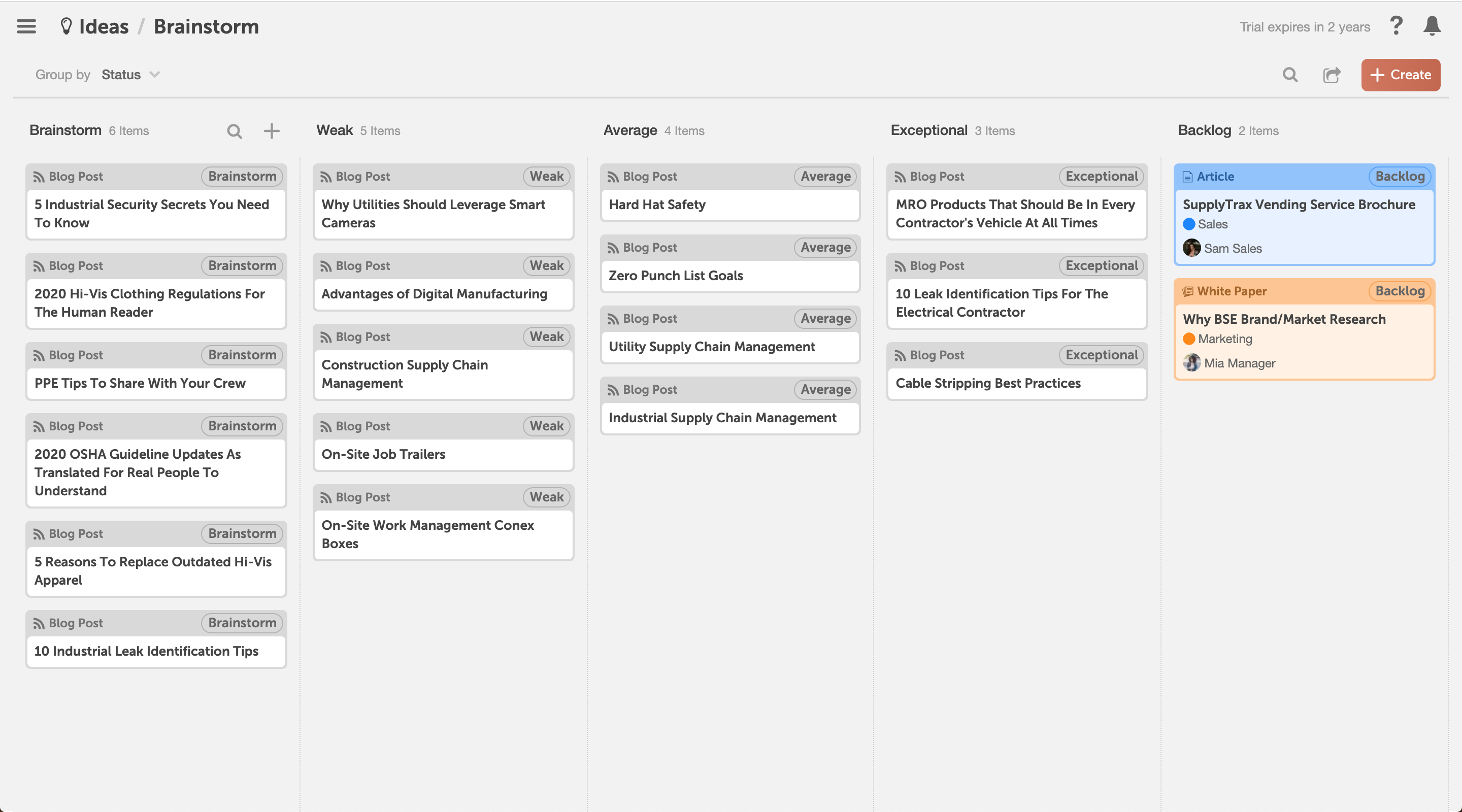 Use Idea Board to store, triage, & prioritize content ideas. Idea Board empowers you with a dedicated space to field requests, earn stakeholder buy-in before execution, and save ideas without distracting your current work schedule.