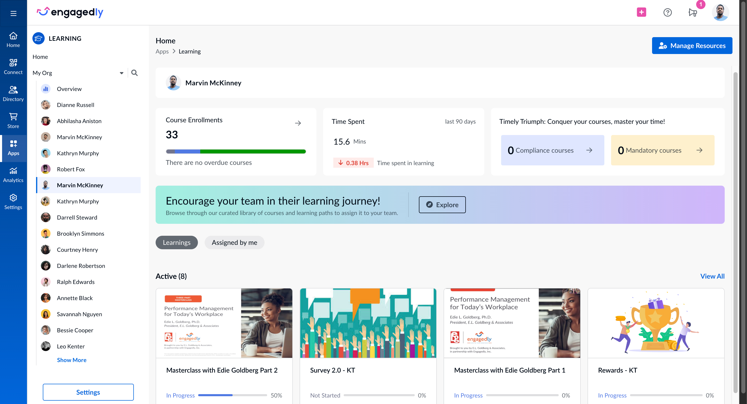 Engagedly Software - Engagedly Employee Learning Statistics
