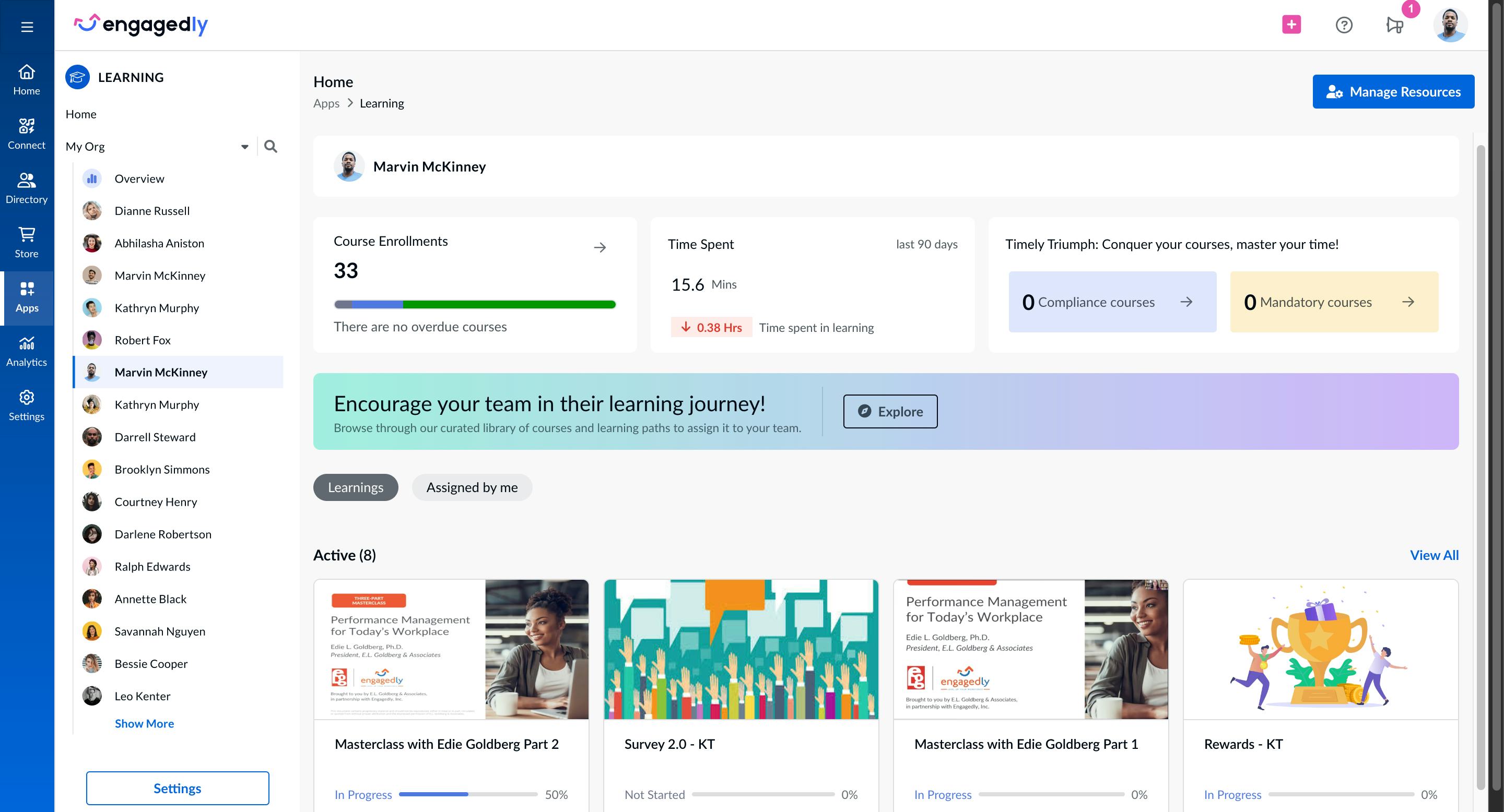 Engagedly Software - Engagedly Employee Learning Statistics