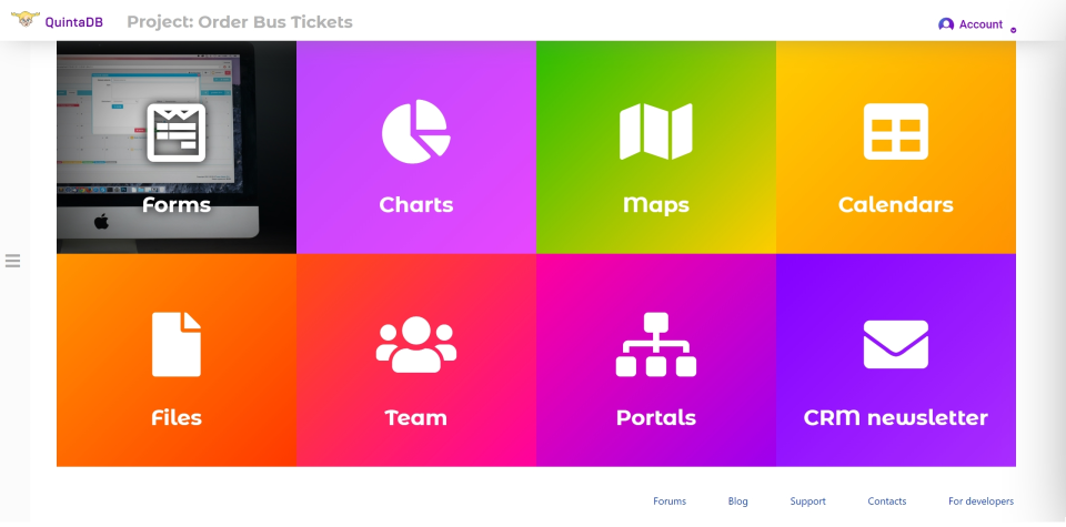 QuintaDB Software - The Modules page