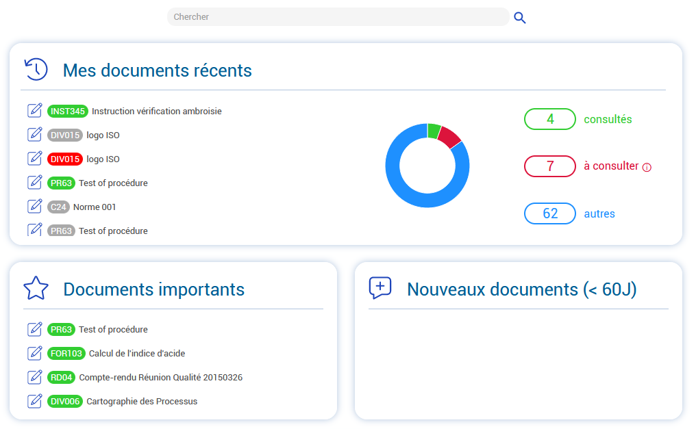 AppQual screenshot: GED avec un workflow de validation, outils de consultation et de recherche