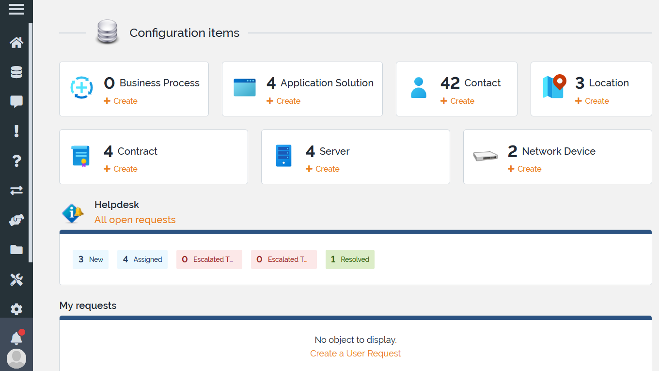 iTOP screenshot: iTop Welcome Page