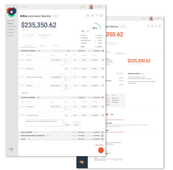 Ascend screenshot: Two of the quote views with different color schemes