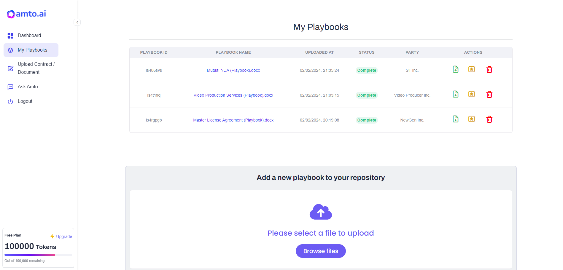 Welcome to PlaybookView! Upload your playbooks, which serve as the standard contract formats for comparison. You can upload multiple playbooks and each playbook can be used to review multiple contracts. 📄🔍