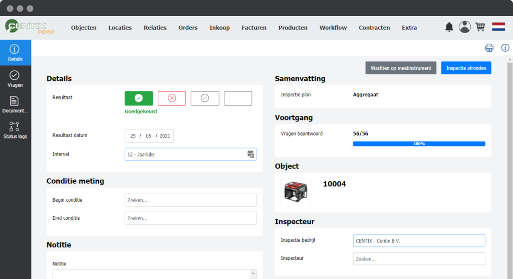 Centix Software - Inspection in Centix