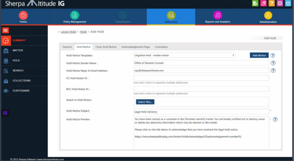 Sherpa Altitude IG custom email notification template