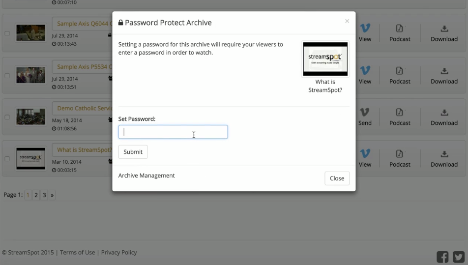 Set a password to particular archives to limit access