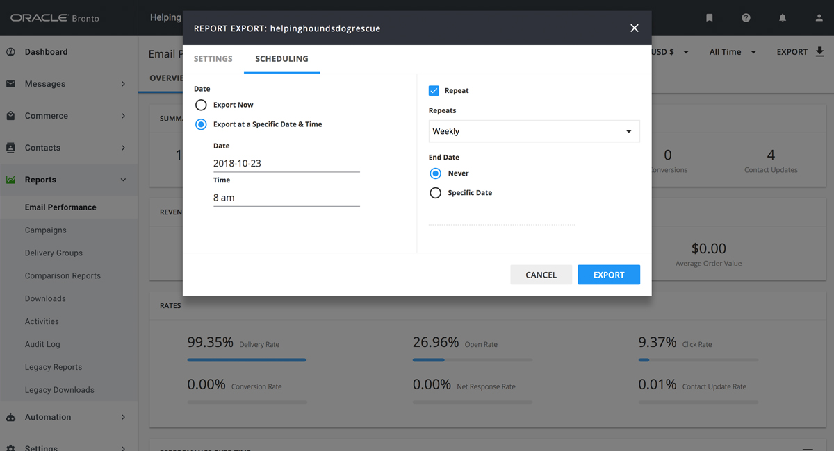 Bronto platform exporter