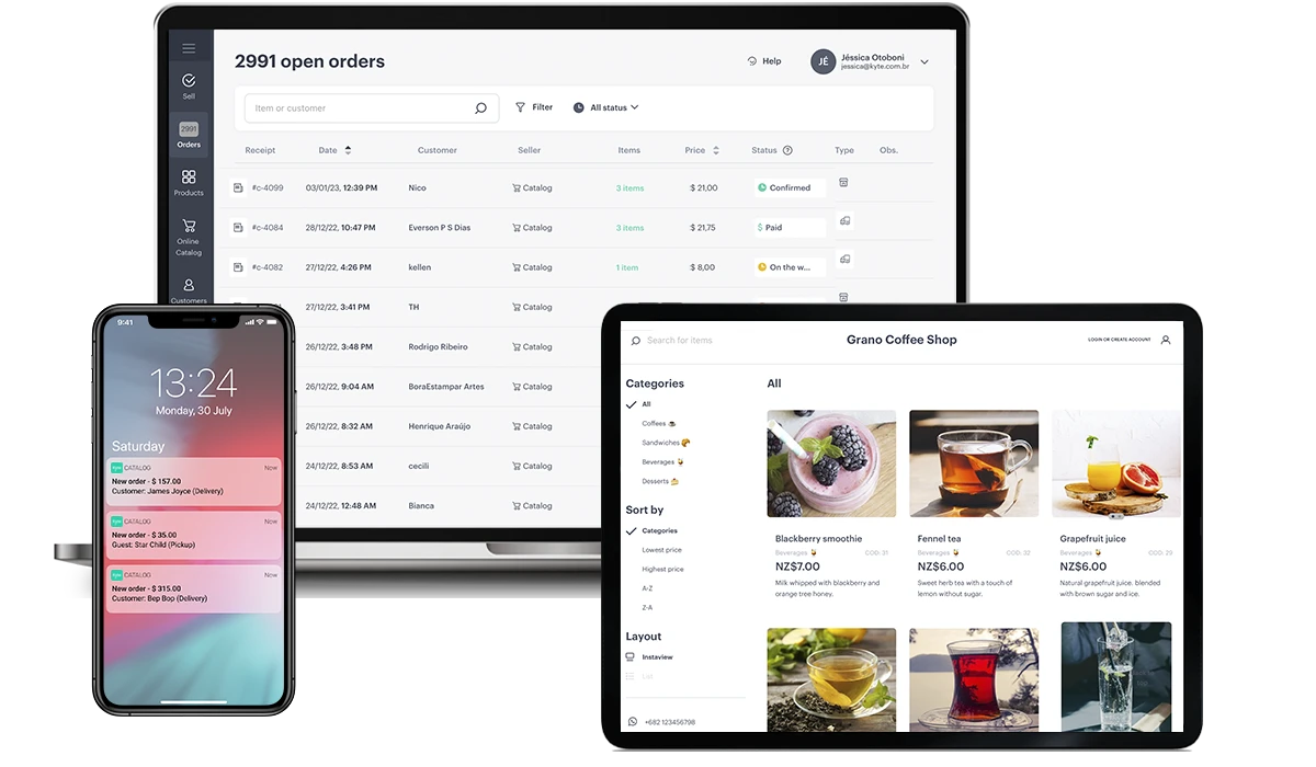 Kyte screenshot: Multiplatform POS system