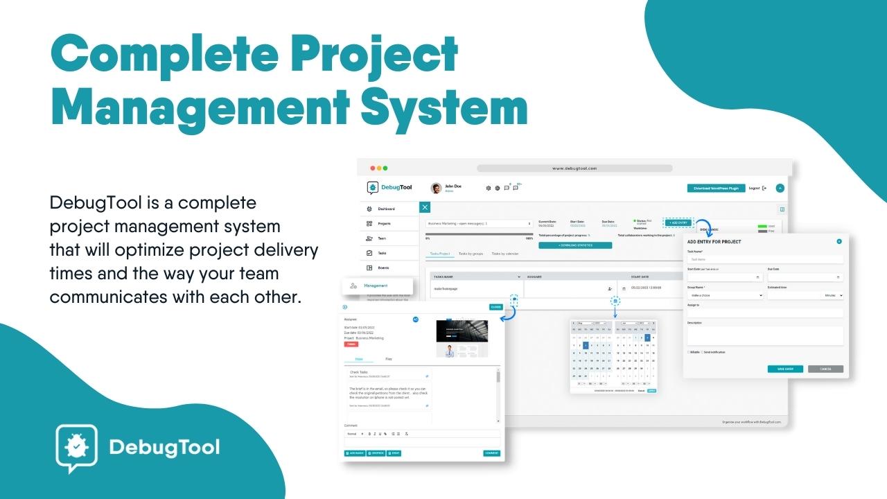 DebugTool is a complete project management system that will optimize project delivery times and the way your team communicates with each other