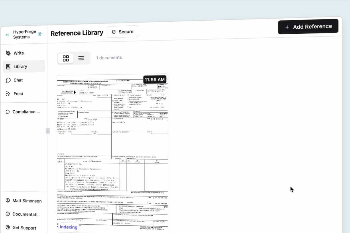 Unanet ProposalAI screenshot: Unanet ProposalAI reference library