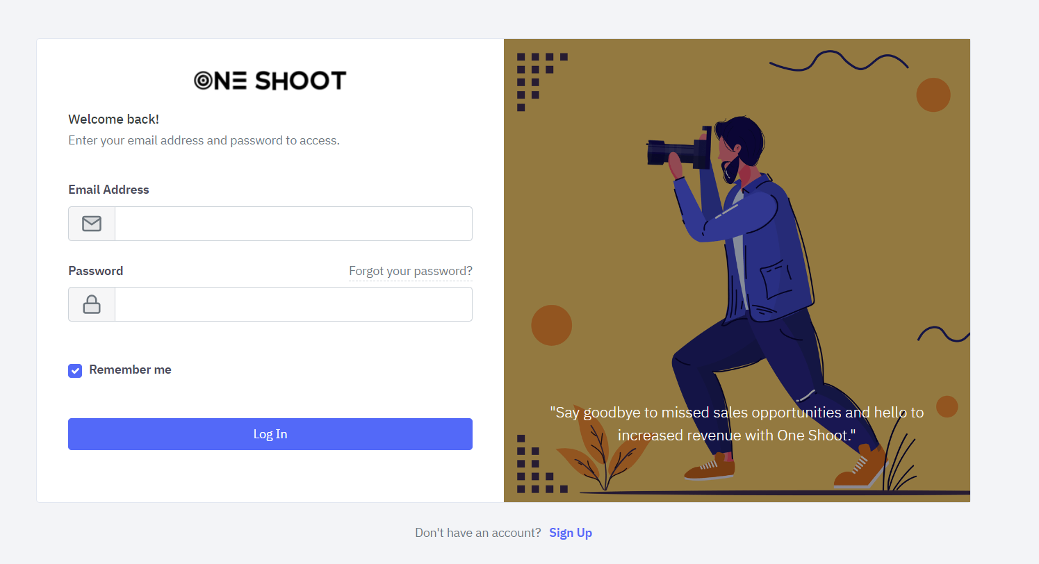 Oneshoot screenshot: Oneshoot login