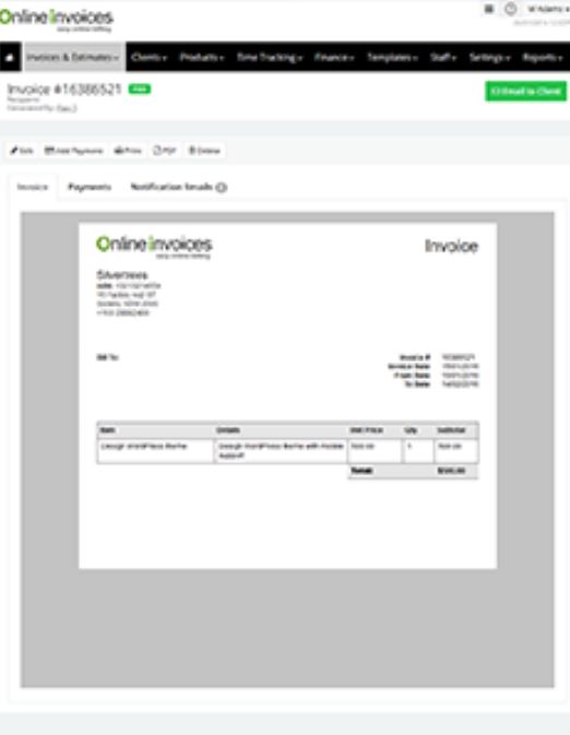 OnlineInvoices screenshot: OnlineInvoices create invoices