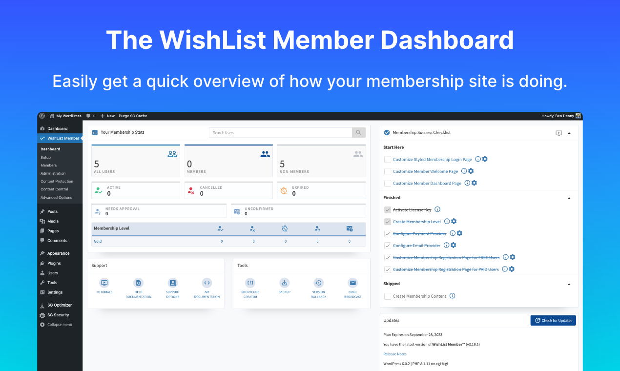 Your WishList Member Dashboard