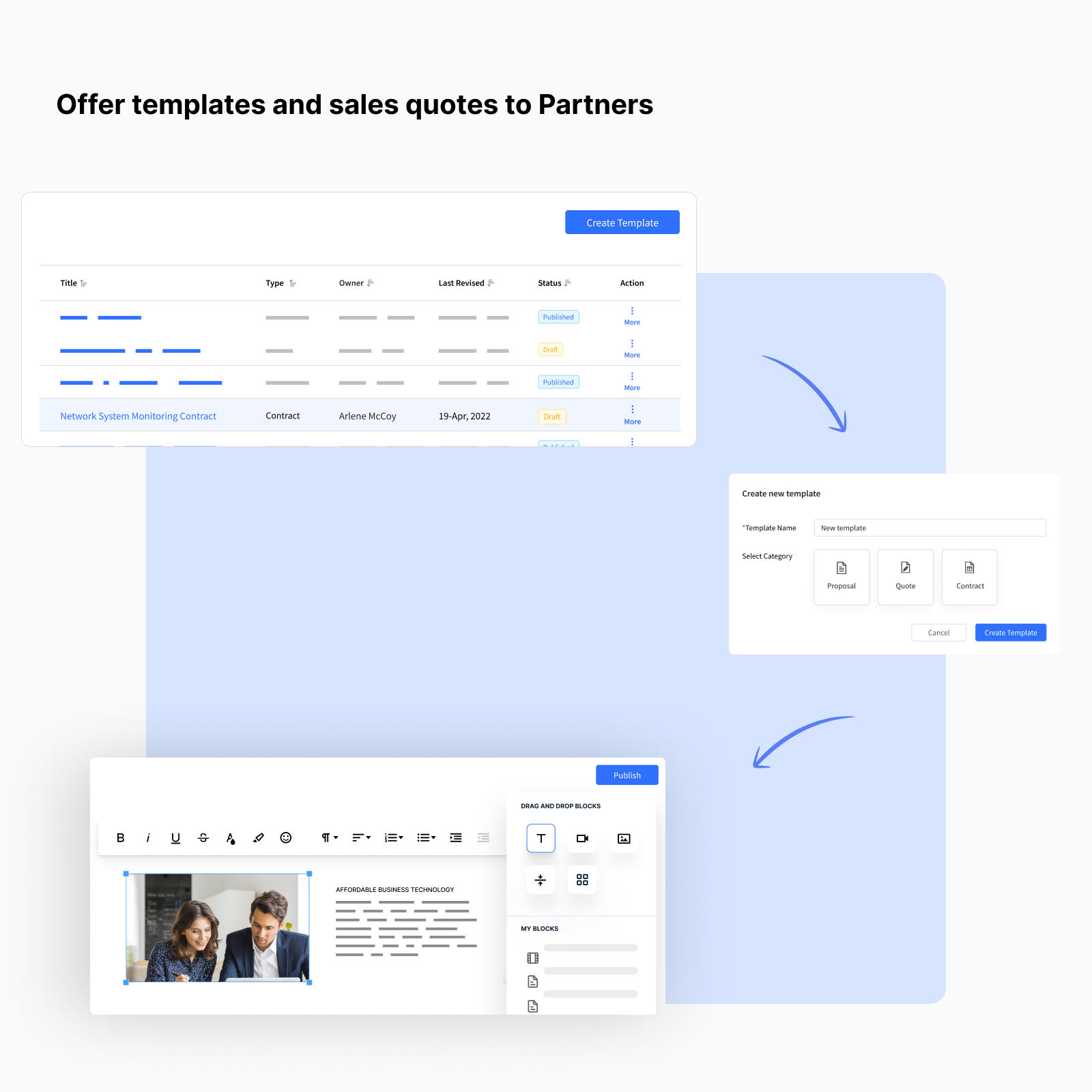 Offer templates and sales quotes to Partners