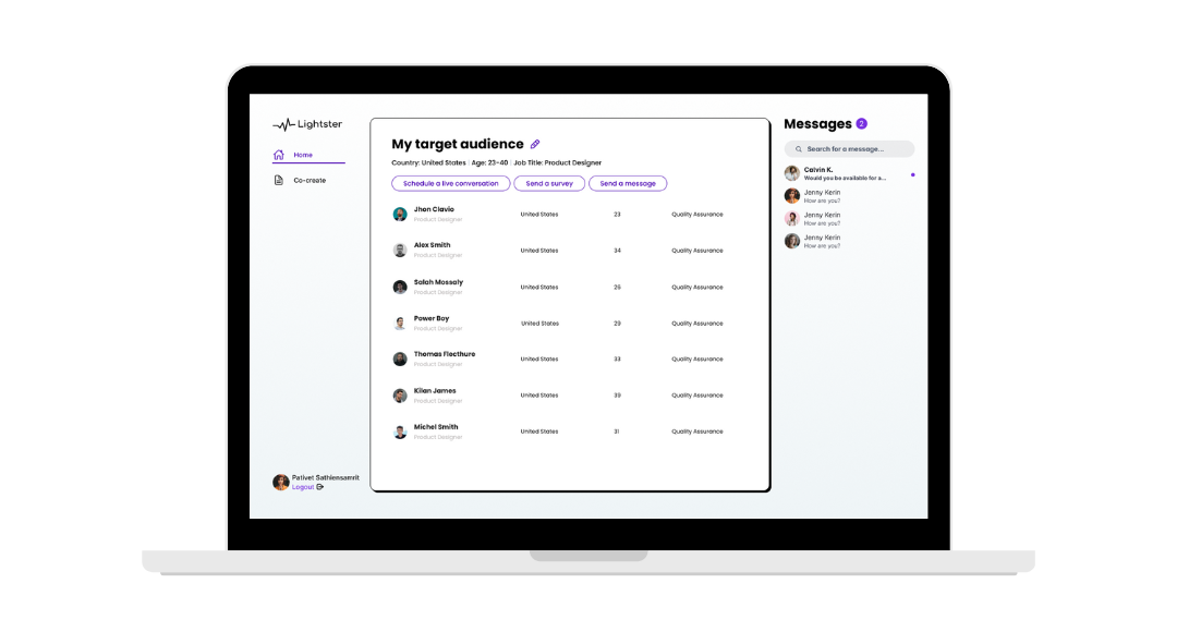 Lightster screenshot: User community