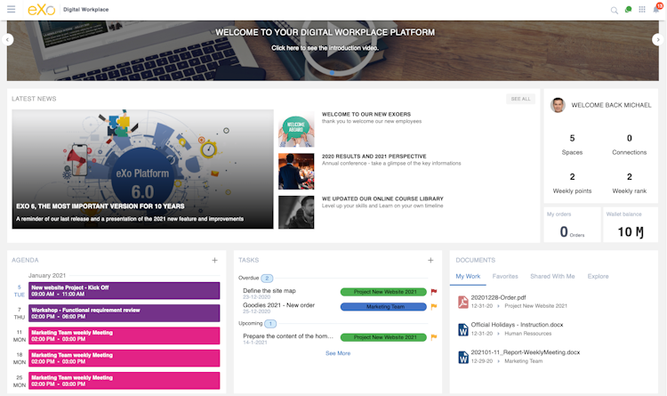 eXo Platform screenshot: Homepage