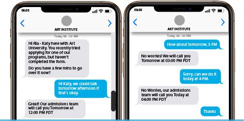 Meera screenshot: Conversational texts