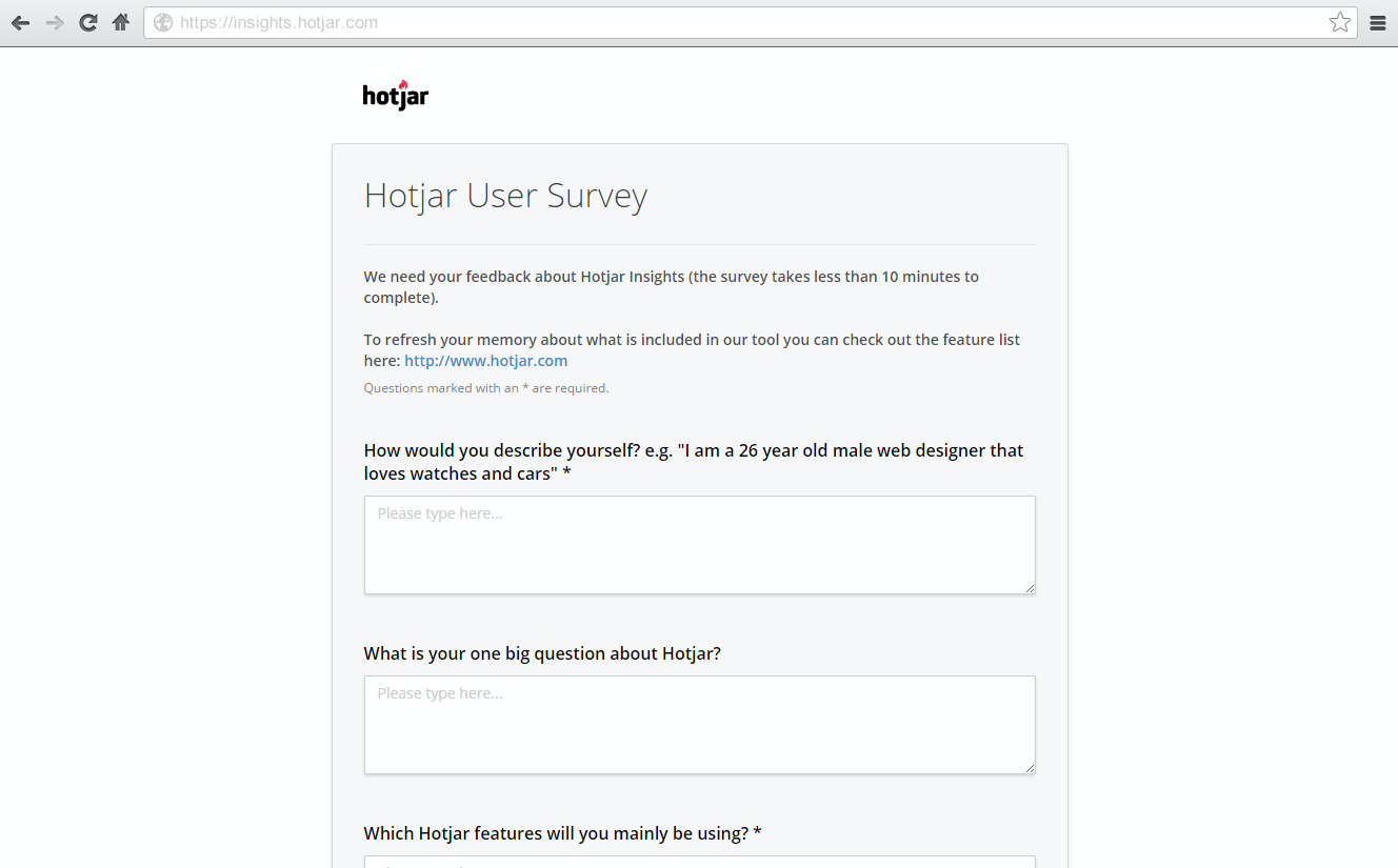 Build your own user surveys with Hotjar