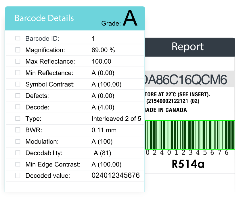 GlobalVision Software - Confirm that all barcodes are compliant with ISO 15415/15416 and ANSI standards