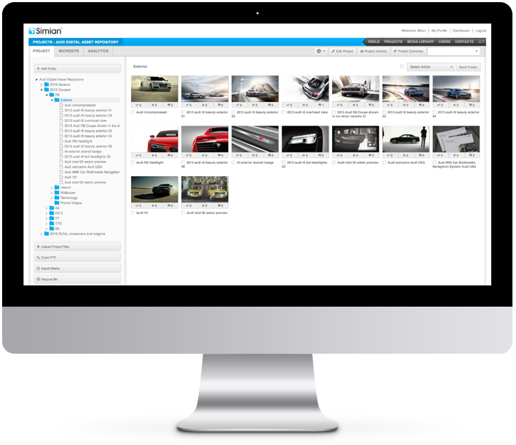 Simian screenshot: The software supports media asset management and stores files safely in the cloud