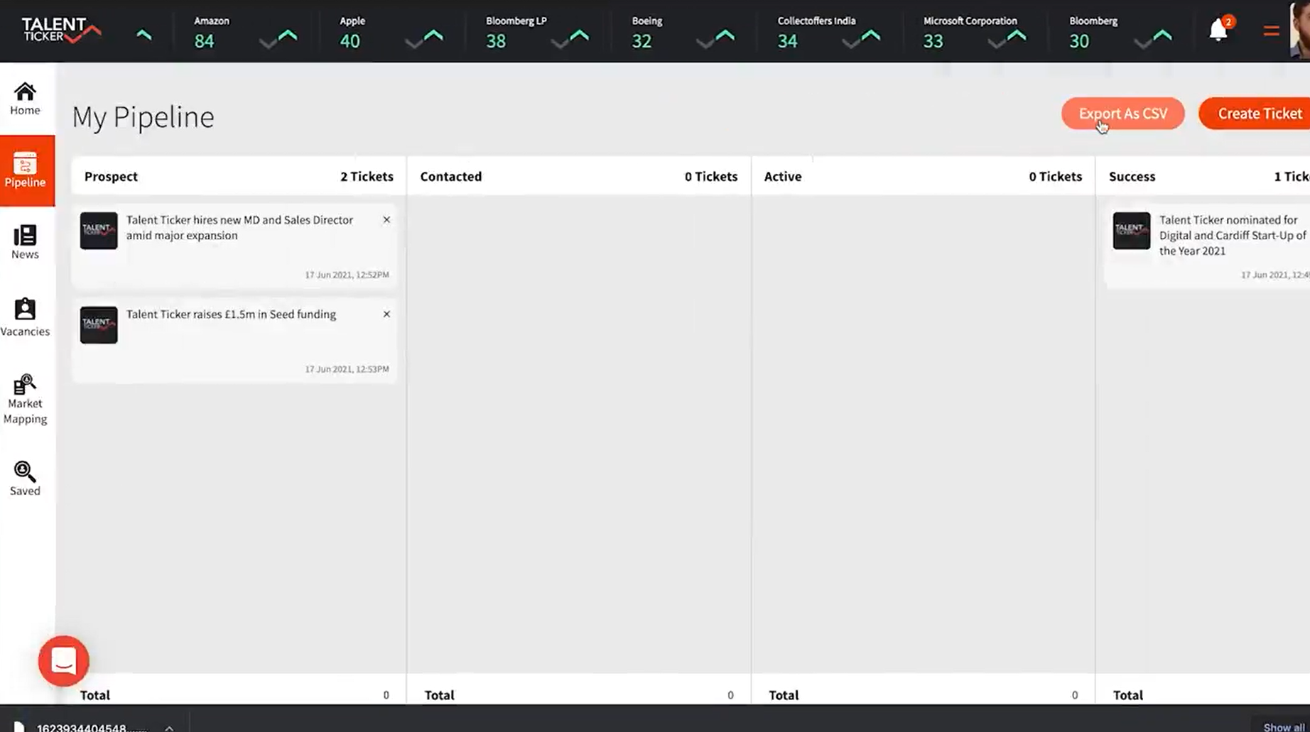 Talent Ticker screenshot