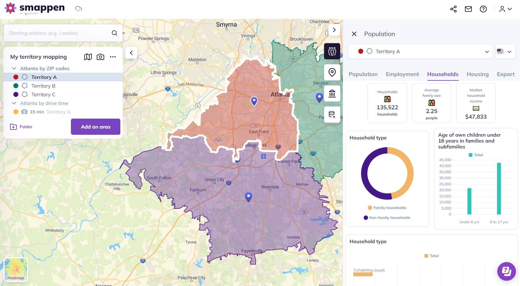 smappen Software - Visualize trade areas and access to population insights