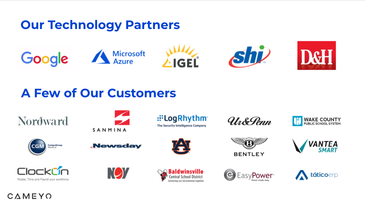 Cameyo screenshot: Cameyo customers