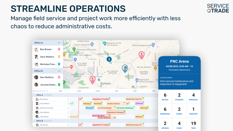 Manage field service and project work more efficiently with less chaos to reduce administrative costs.