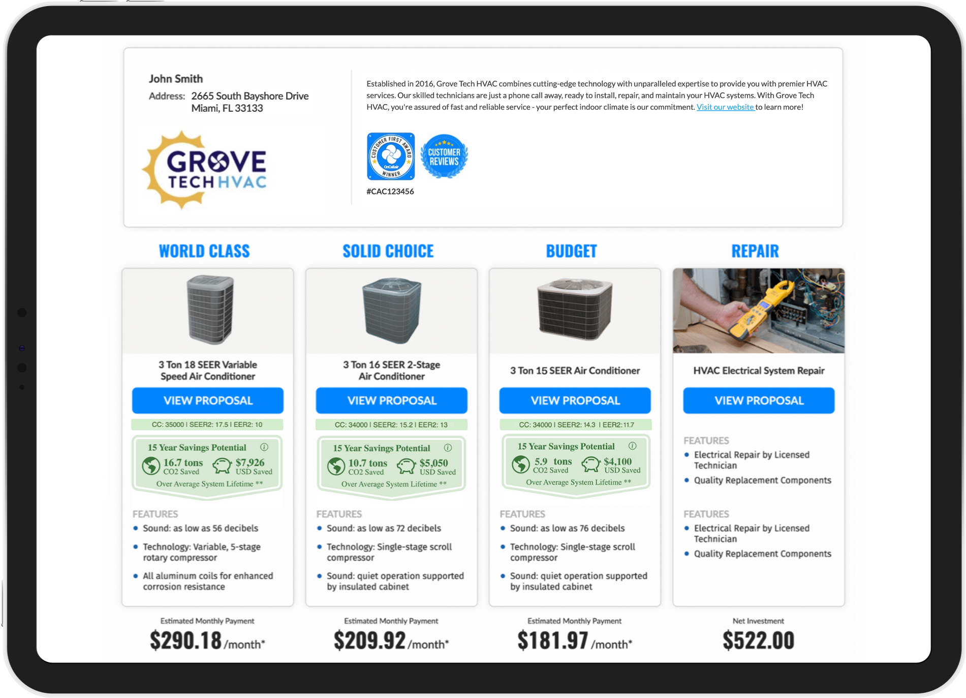 OnCall Air screenshot: OnCall Air interactive proposals 