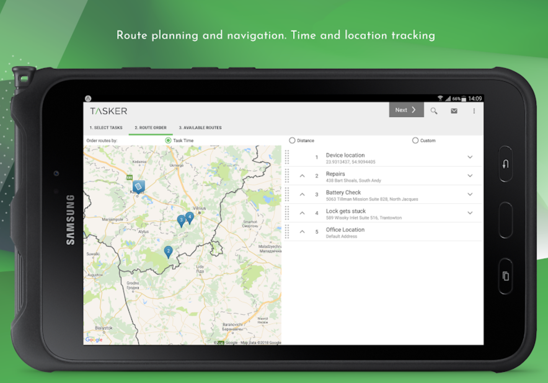 Plan routes with real-time navigation for time and location tracking
