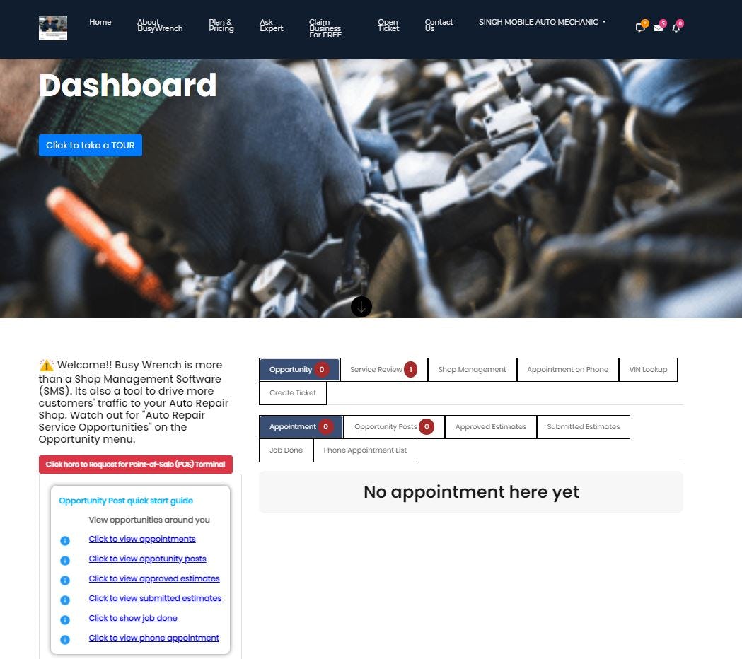 Busy Wrench Software - Your Dashboard
