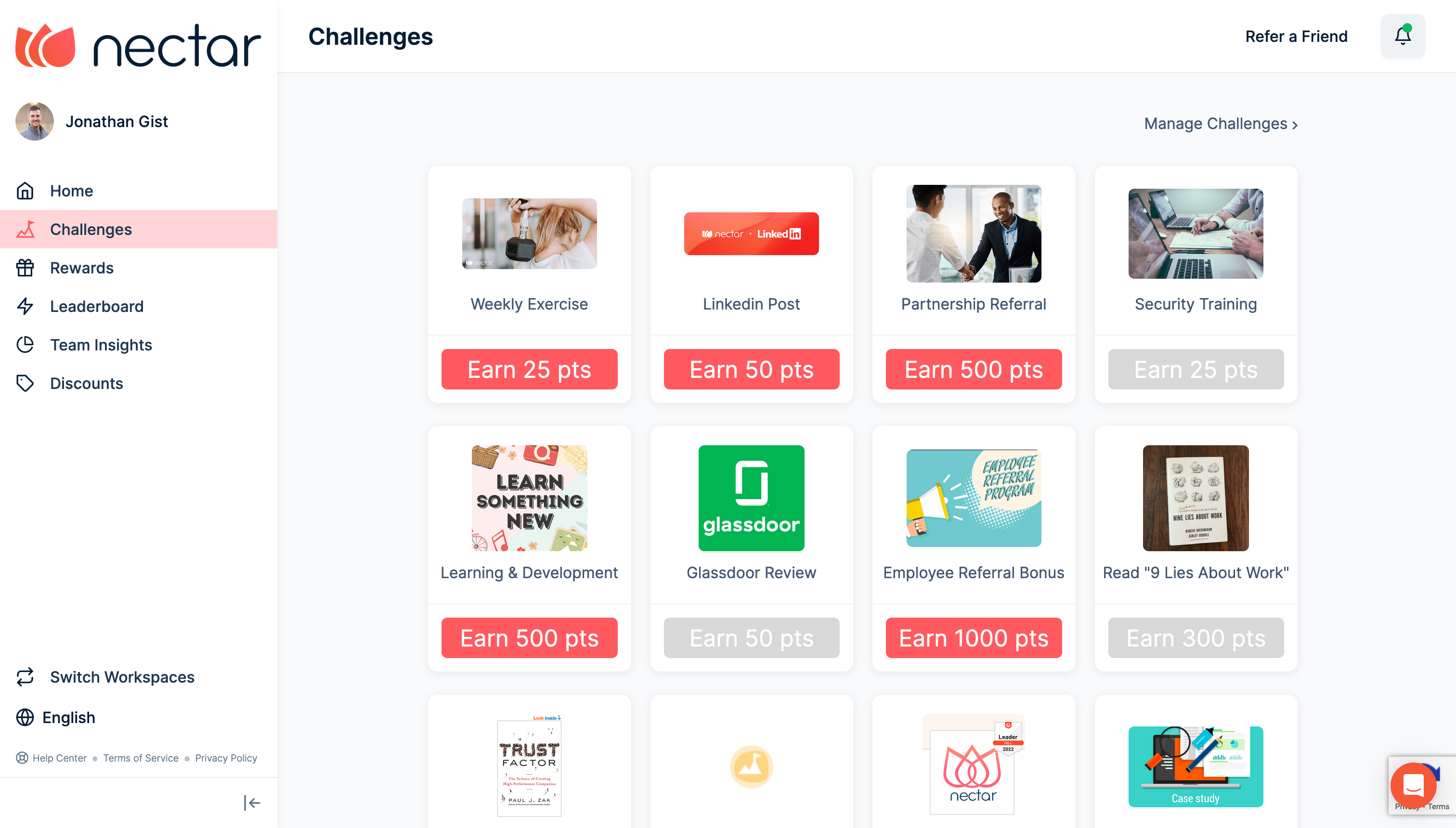Incentivize actions with custom challenges