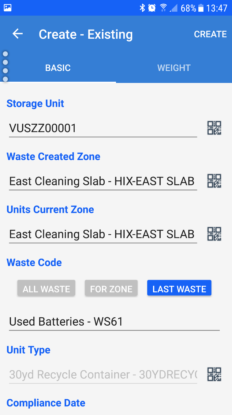 Create Waste Inventory On Mobile App
