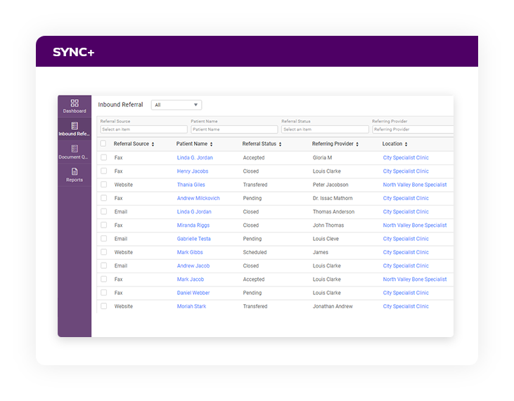 HealthViewX screenshot: HealthViewX referral tracking