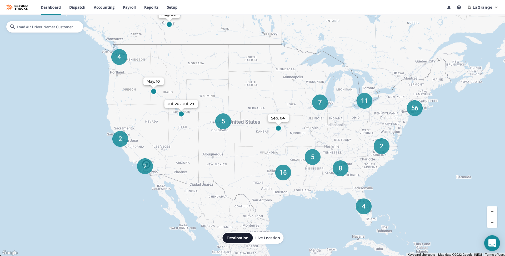 BeyondTrucks screenshot: Smart Visibility - See all your loads in real-time