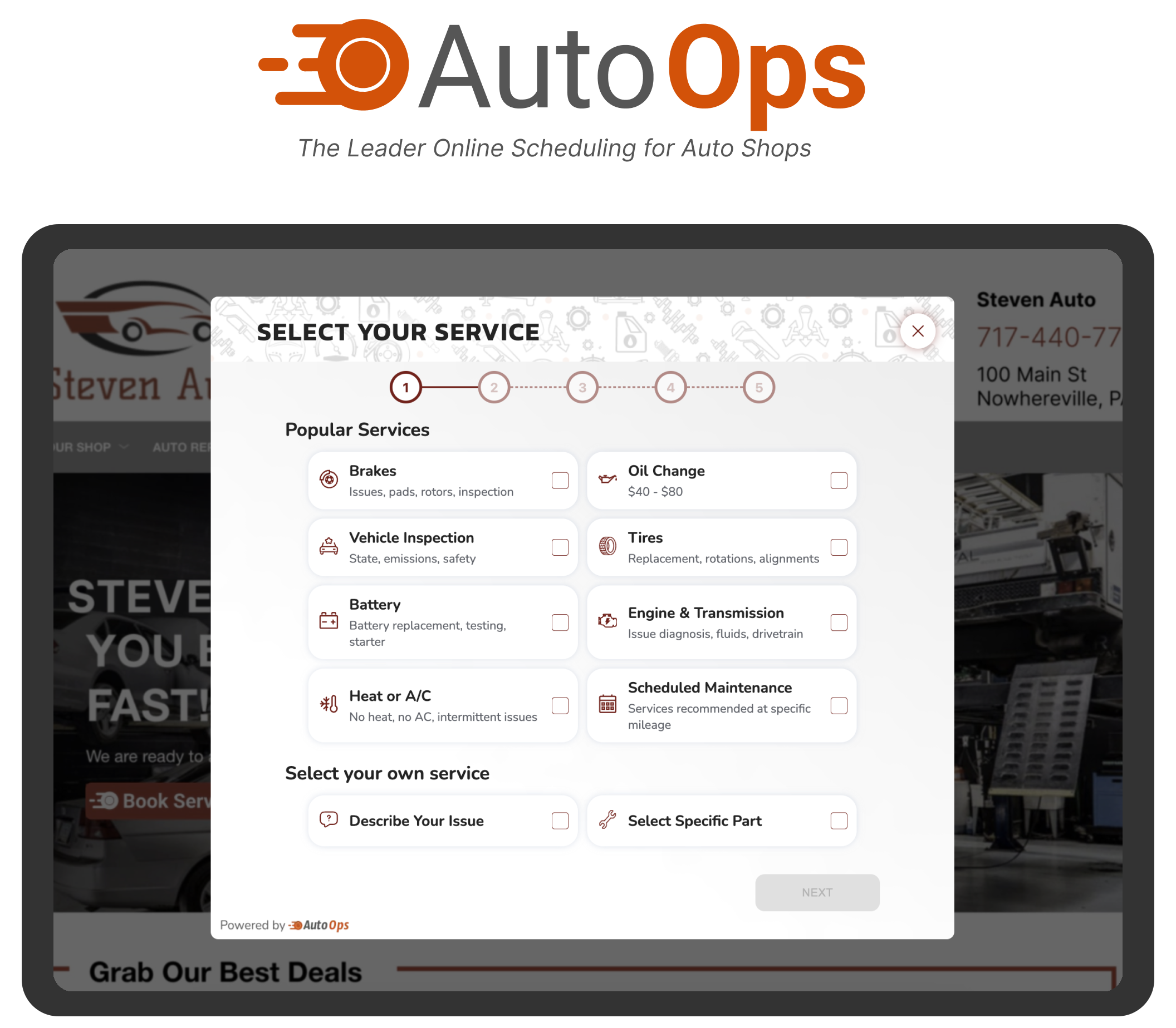 AutoOps: integrated online scheduling tool for auto repair shops