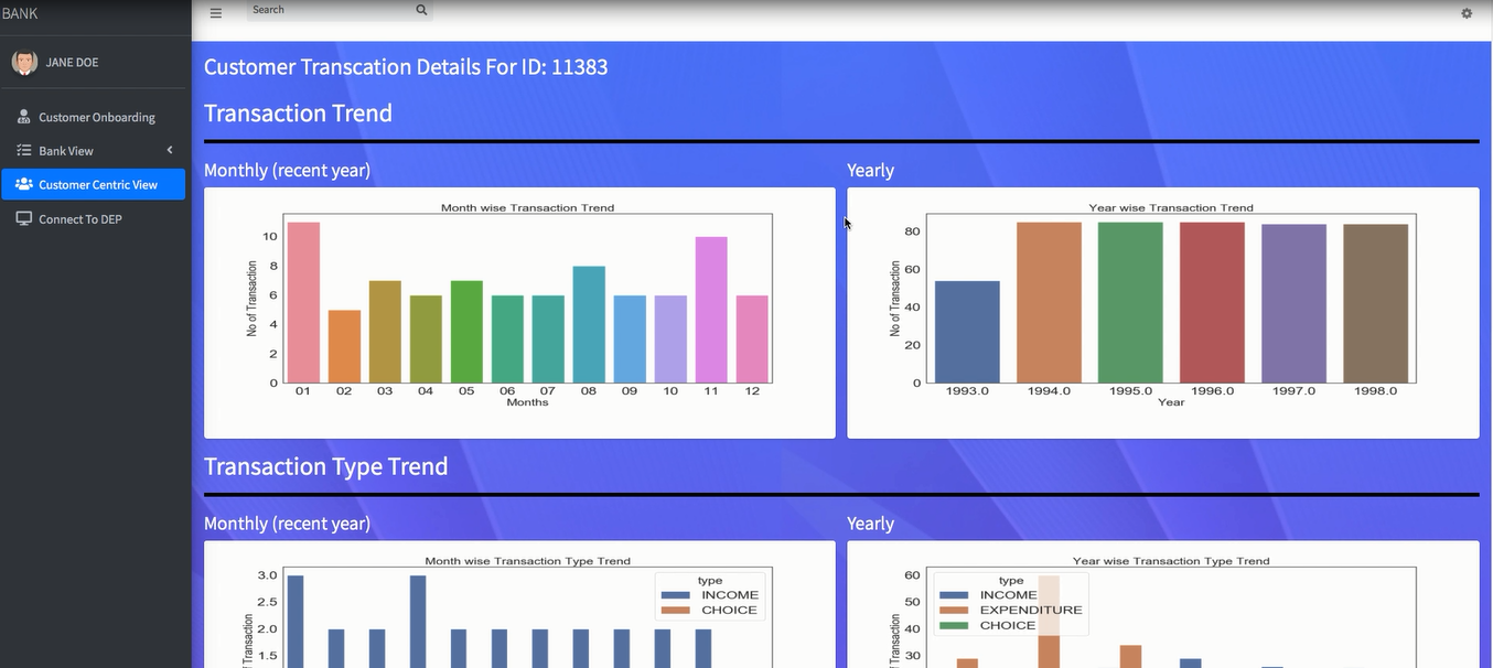Imagyn.ai customer transaction analytics view