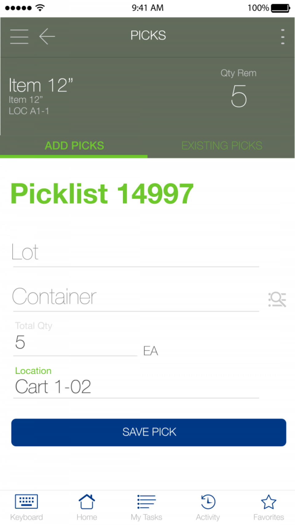 mobe3 screenshot: mobe3 Picklist