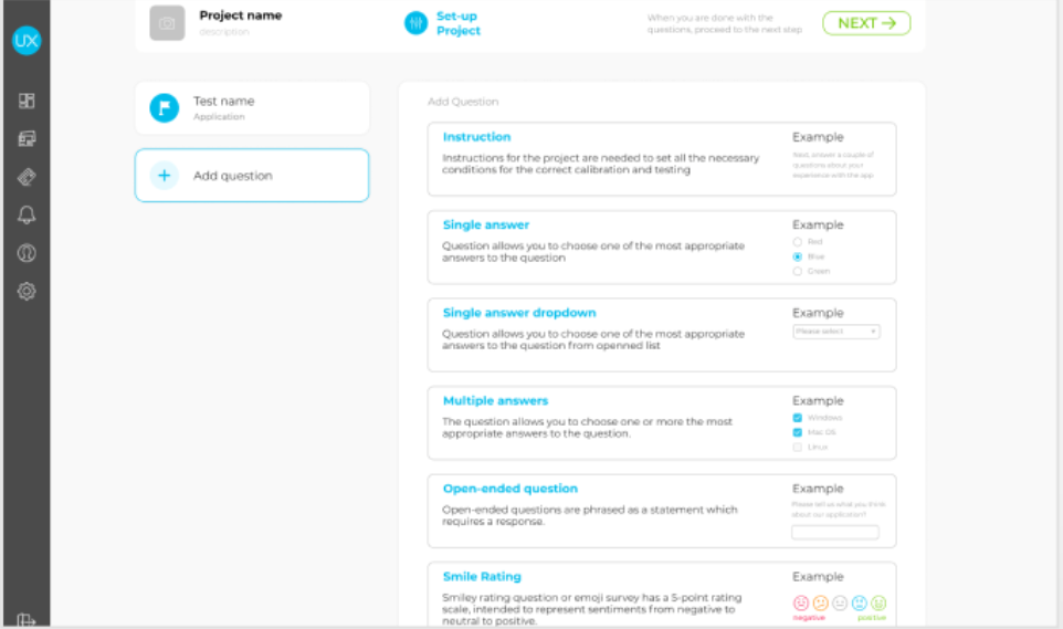 UXReality screenshot: UXReality create a project