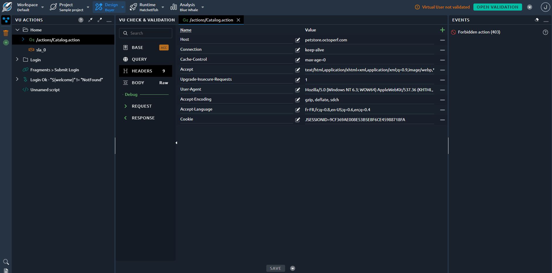 Octoperf screenshot: OctoPerf design studio
