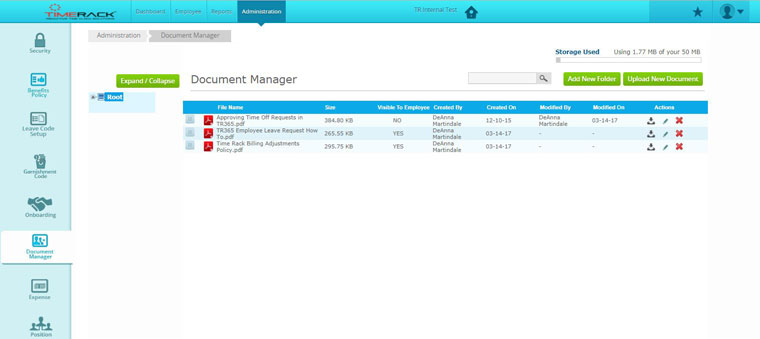 Time Rack document manager