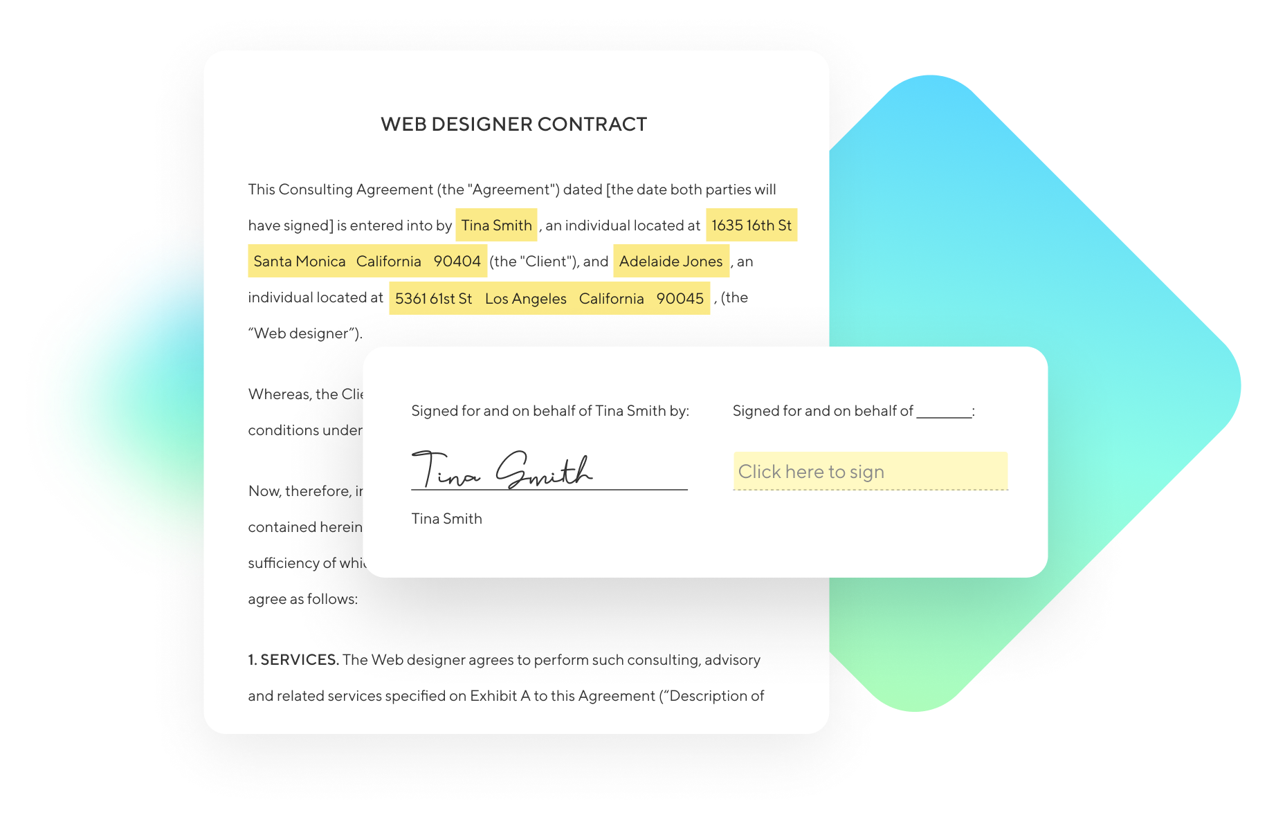 Contracts: send lawyer-vetted contracts to your clients in minutes.