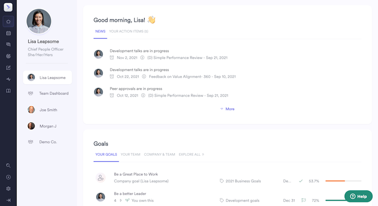 Leapsome screenshot: User Profile 
