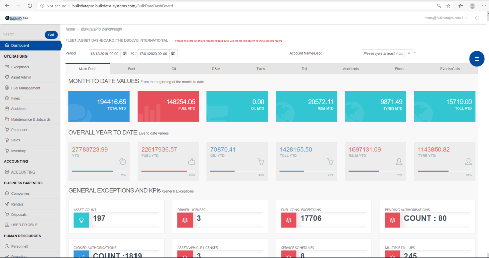 BulkdataPro Software - Fleet Dashboards