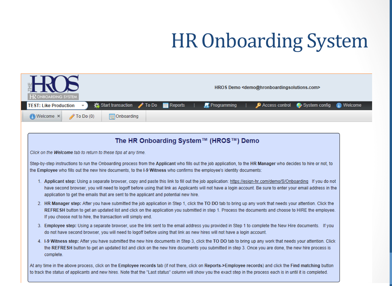 HR onboarding system