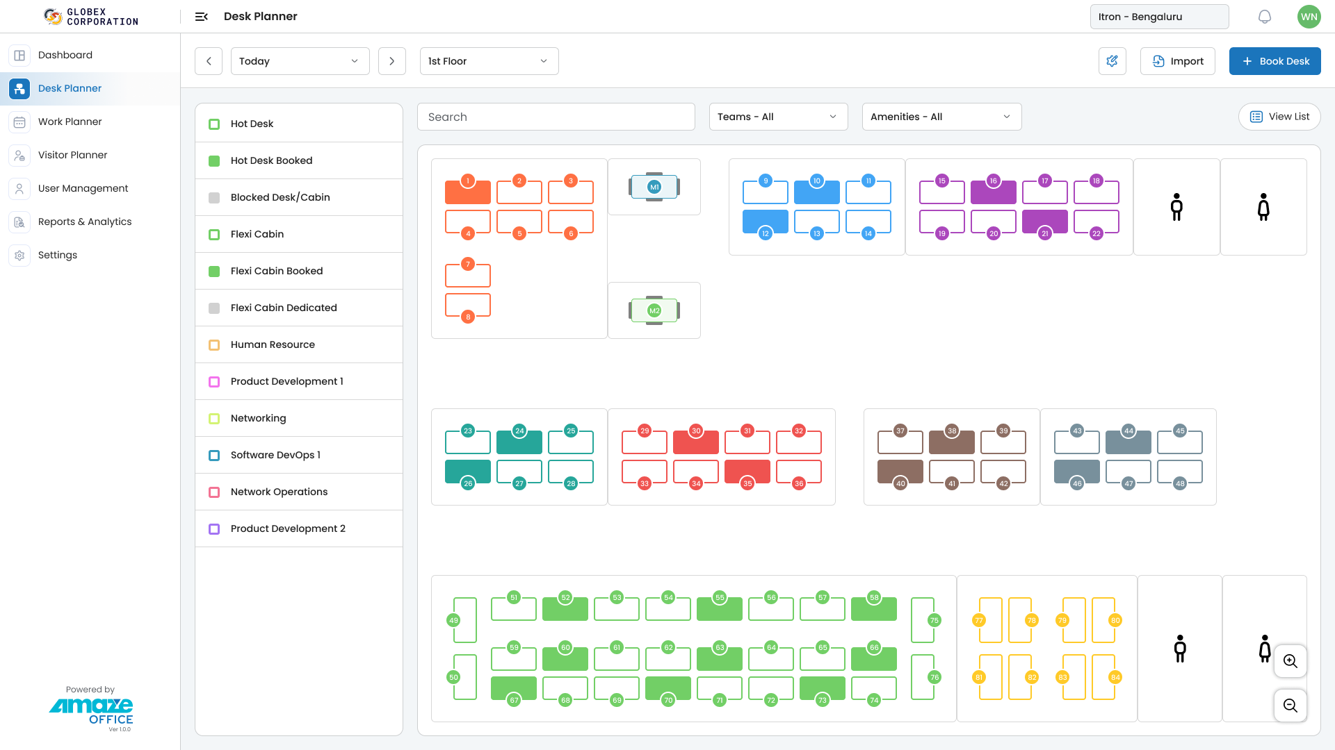 AmazeOffice screenshot: Desk Booking
